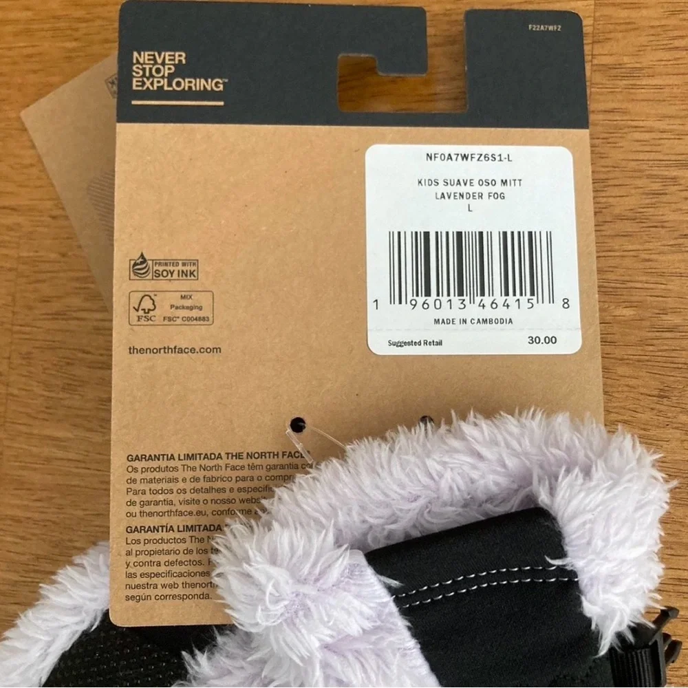 The North Face Kids Plush Mittens in Light Lavender